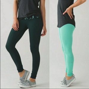 Lululemon Wunder Under Green Reversible Leggings